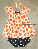 Baby girls and toddlers Pumpkin Halloween dress.