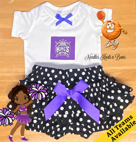 Baby girls and toddlers Sacramento Kings game day Basketball Outfit.  NBA outfit for girls