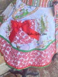 Women's Grinch Christmas Holiday apron with a pocket and available in plus sizes.