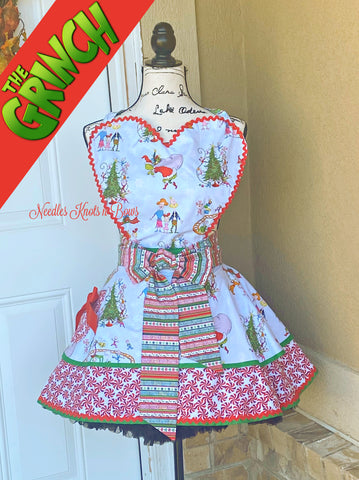 Grinch Christmas apron for women