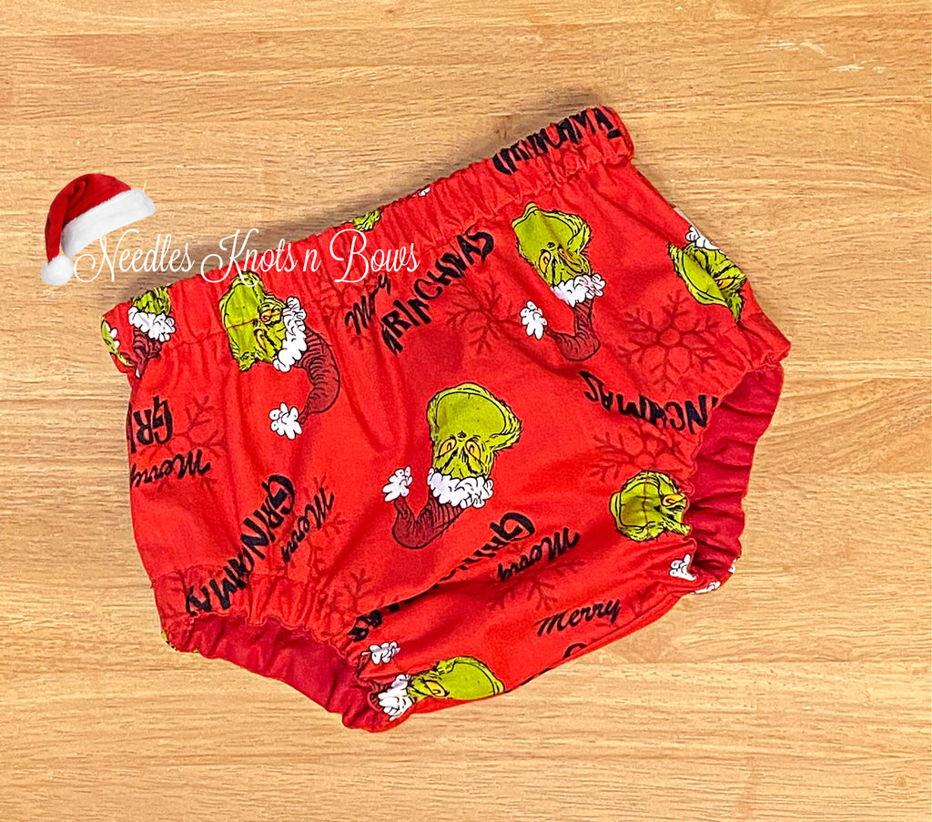 Boy's Baby Grinch Christmas Outfit Needles Knots n Bows