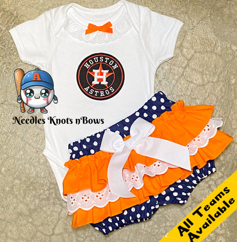 Girls Houston Astro's Game Day Baseball Outfit