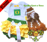 Baby girls and toddlers Oregon Ducks football outfit.