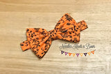 Pumpkin Floral Vines Halloween Bow Tie, Orange & Black