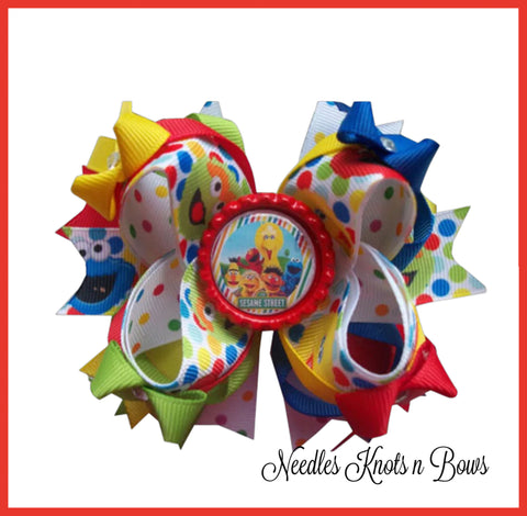 Sesame Street stacked boutique hair bow