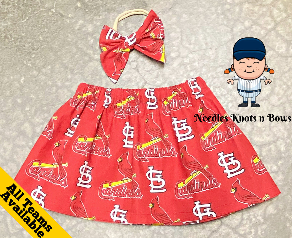 Girls St. Louis Cardinals Baseball Skirt Outfit – Needles Knots n Bows