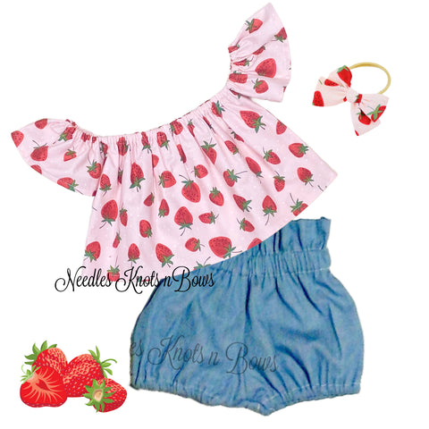 Girls Strawberry Off the Shoulder Top, Baby Toddler