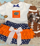 Florida Gator's Outfit, baby girls and toddlers.  Baby NCAA outfit baby girls and toddlers. 