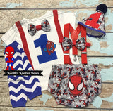 Boys Spiderman 1st Birthday Outfit, Cake Smash Outfit