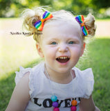Rainbow pigtail bows
