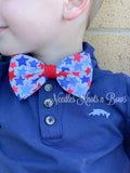 Patriotic Stars on white Bow Tie. Babies, Toddlers, Boys, Men and of course Dogs