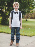 ABC's on black bow tie. Back to school bow tie.  Teacher bow tie, kids bow tie, toddler bow tie, preschool bow tie