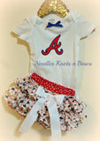 Baby MLB outfit. Baby girls Atlanta Braves game day outfit.