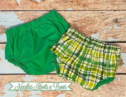 Solid Green or Green Plaid Diaper Cover for Babies & Toddlers