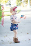 Girls 4th of July Outfit, Baby Girls 4th of July Boho Outfit, Patriotic Crop Top & High Waist Bloomer Set