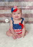 Baby Girls 4th Of July Petti Lace Romper Set, 1st Birthday Outfit, Petti Lace Romper Set