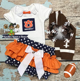 Auburn University Tigers Outfit for baby girls and toddlers. Baby NCAA outfit for girls.