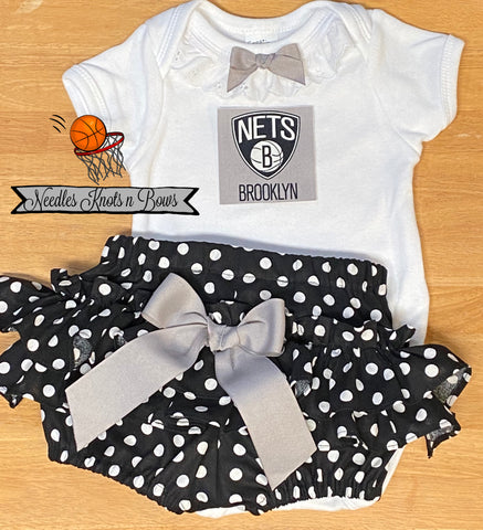 Baby girls and toddlers Brooklyn Nets game day basketball outfit, Baby NBA outfit