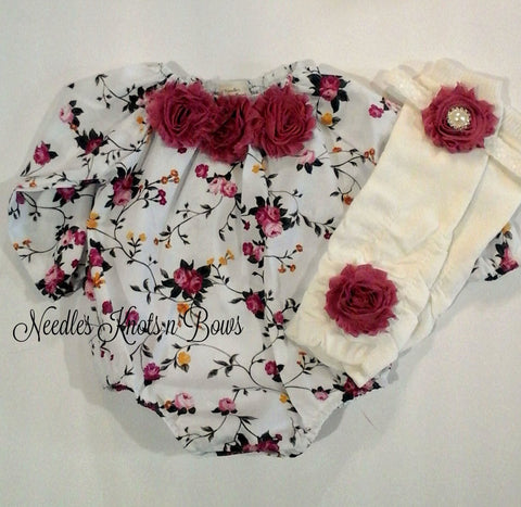 Girls Boho Chic Floral Romper, Newborn Baby Girls Coming Home Outfit, Girls Clothing, New Baby Gift