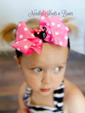 Minnie Mouse Headband, Girls Minnie Mouse Hairbow, Baby Girls Pink Polka Dot Minnie Mouse Headband