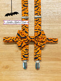 Bats on Orange Halloween Bow Tie, Fall, Harvest