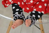 Ruffled black polka dot leg warmers. Minnie Mouse leg warmers. 