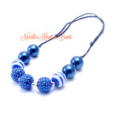 royal blue chunky bead bubble gum necklace 
