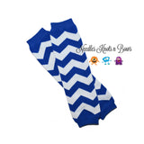 Blue chevron leg warmers are available to add on