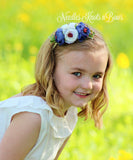 Blue & White Flower Headband, Baby Girls, Infants Floral Headbands