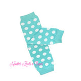 Light lue polka dot leg warmers. Gender Neutral baby toddler leg warmers.