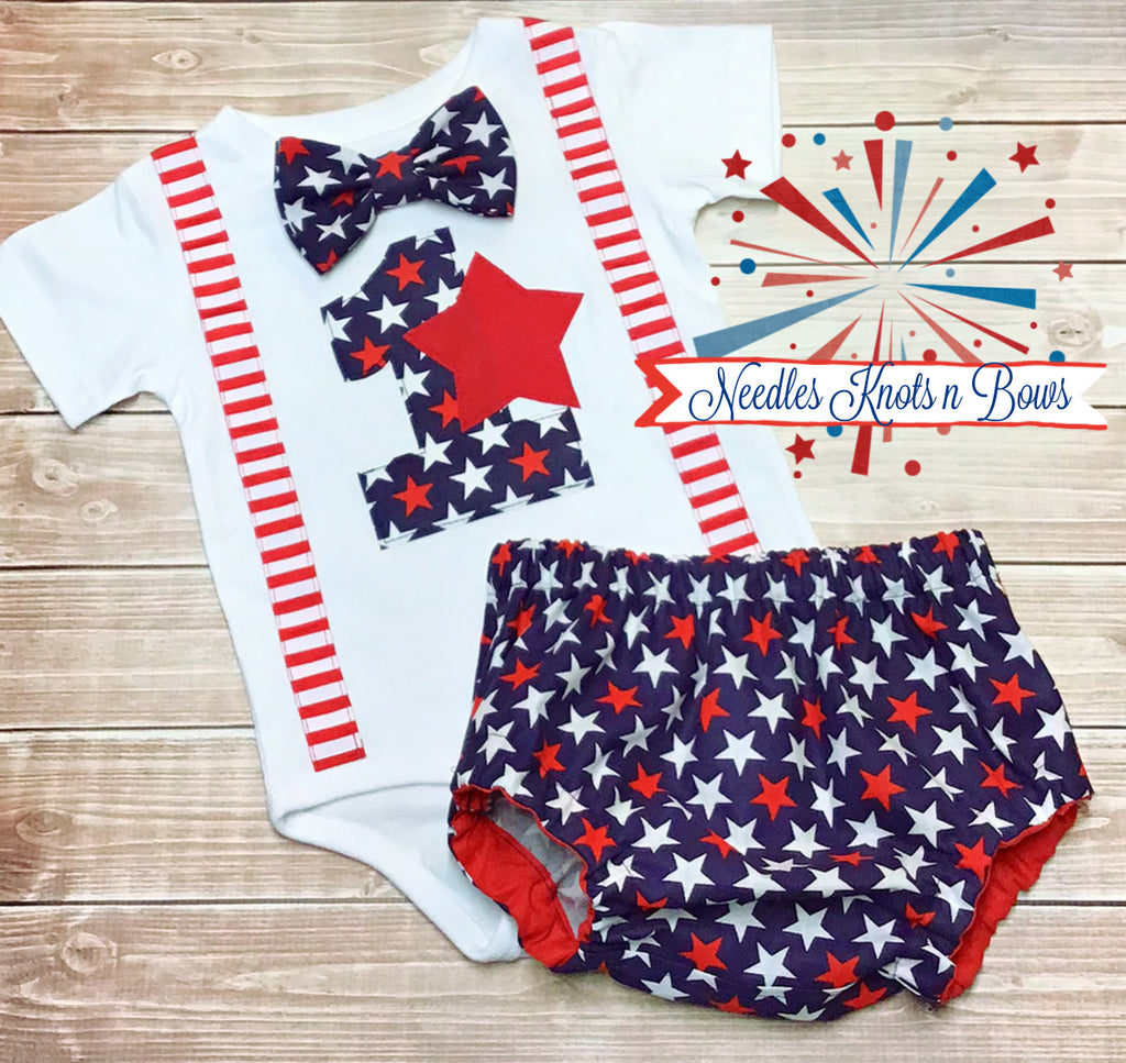 Boys 4th of July Patriotic 1st Birthday & Cake Smash Outfit – Needles ...