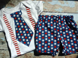 Boys' 4th of July Patriotic Outfit, Shirt and Shorts