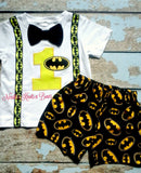 Boys Batman first birthday outfit.  Batman birthday shirt for boys.