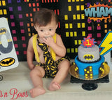 Boys Batman Cake Smash Outfit, 1st Birthday Outfit