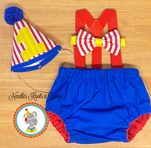 Boys Cake Smash Outfit, Circus, Carnival 1st Birthday Cake Smash Outfit
