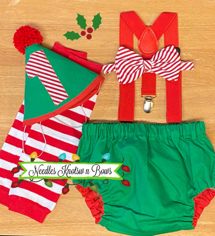 Boys Christmas Cake Smash Outfit, Baby Boys 1st Birthday Outfit