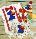 Boys 1st Birthday Outfit in Elmo Theme