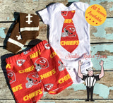 Baby boys Kansas City Chiefs game day football outfit. 