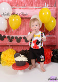 Boys Mickey Mouse 1st Birthday Outfit  & Cake Smash DELUXE Set, Boys 1st Birthday Shirt