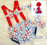 Boys Nautical cake smash outfit and first birthday outfit. 