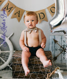 Boys 1st Birthday Outfit and or cake smash outfit, in a Nautical / Anchor print.