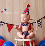 Boys 4th of July Patriotic 1st birthday and cake smash outfit