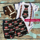 Baby NFL outfit. Boys San Francisco 49ers football outfit. 
