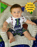 Baby Boys - Toddlers Seattle Seahawks Football Outfit.  These little sets make great baby shower gifts as well as for coming home outfits.  Taking your little guys out to his first NFL game? Tailgating? This outfit is sure to be noticed as he will fit right in with everybody else wearing game day team wear.