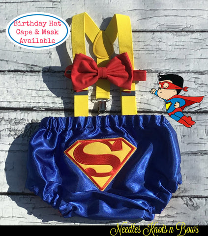 Boys Superman Cake Smash Outfit, Superhero 1st Birthday Outfit