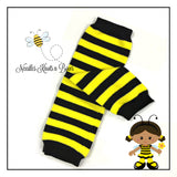 Bumblebee baby toddler leg warmers. Yellow and black striped leg warmers. 