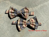 Tan and Black Plaid Bow Tie, Plaid Bow Tie Suspender Set