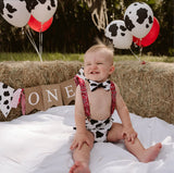 western cow print smash cake outfit boy.