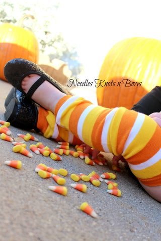 Candy Corn striped leg warmers. Baby toddler fall, Halloween leg warmers.