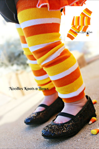 Baby toddler candy corn striped leg warmers.  Fall, Halloween leg warmers.